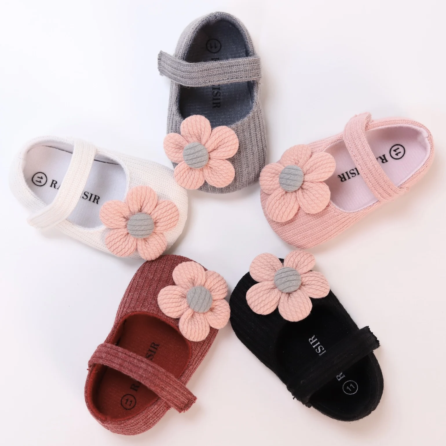 Cute Flower Mary Jane Flat Shoes For Baby Girls, Trendy Lightweight Soft Shoes For Indoor Outdoor Party Performance, Spring