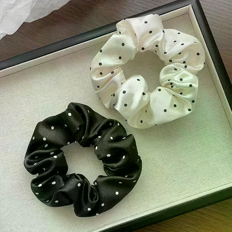 Scrunchies New Polka Dot Black And White Large Hair Bands Female Elegant Hair Rope Ties Ponytail Holder Headwear view 3