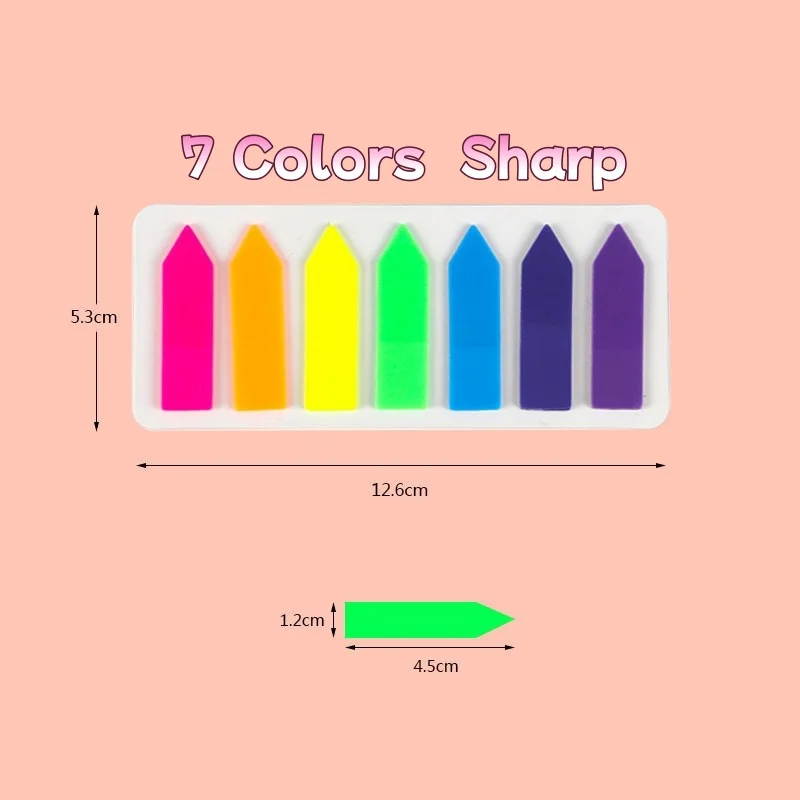 PET Transparent Index Sticker Fluorescent Strip Sticky Notes Student Self-adhesive Waterproof Classification Label Stickers