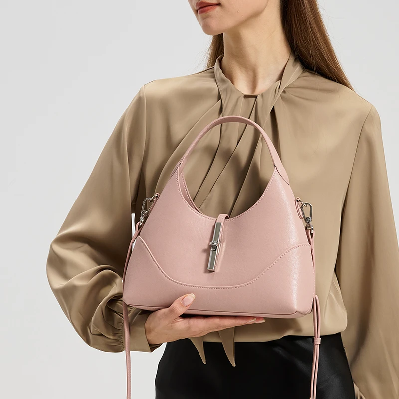 Women's Handbag Genuine Leather Shoulder Crossbody Bags Ladies Fashion Luxury Solid Versatile High Quality Cowhide Handbags