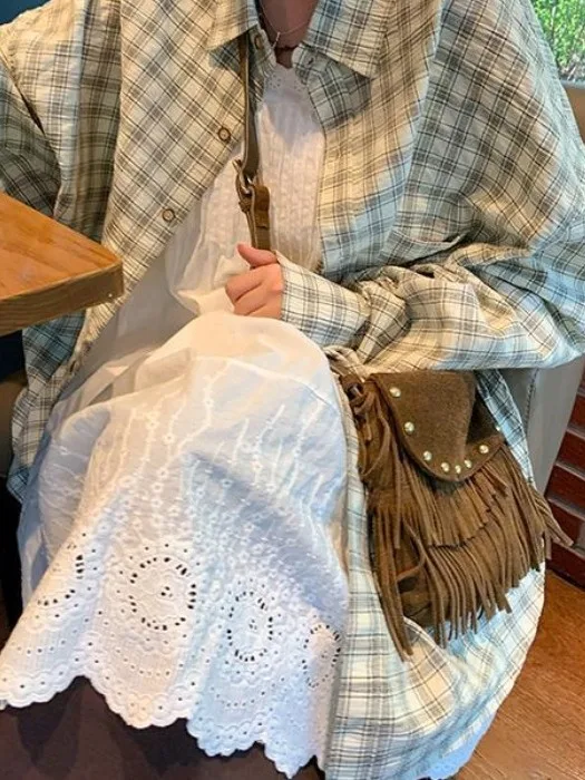 Verão novo branco bordado  vestido f moda fresco estilo em camadas wearable estilo coreano viagem gável saia li...