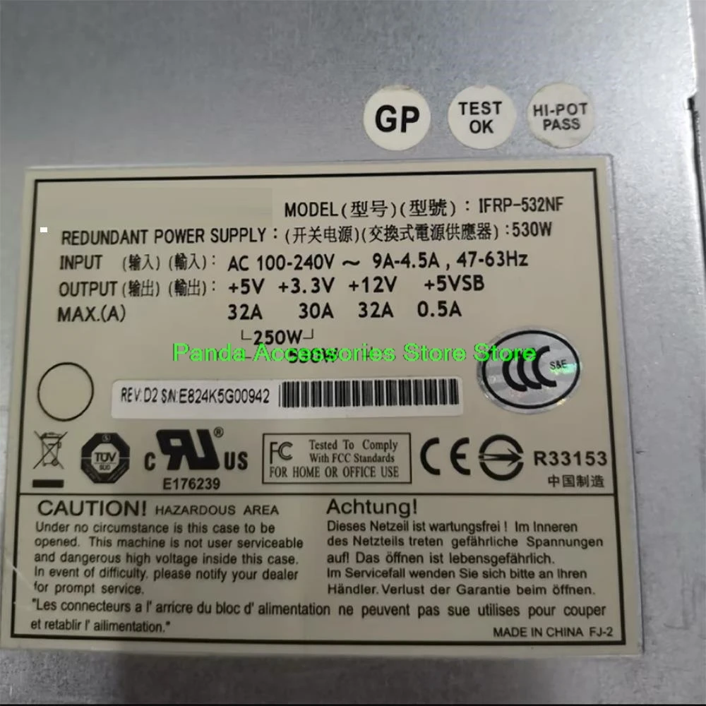 For ETASIS Puan Disk Array Power Supply 9273ECPSU  IFRP-532NF 530W