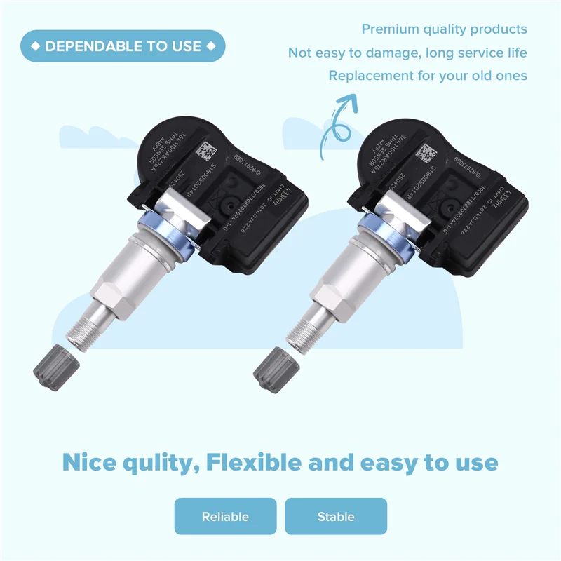 

4-Pack 433Mhz TPMS Tire Pressure Sensors For Great Wall Wingle5, Haval H6, M6, C50-A08Q