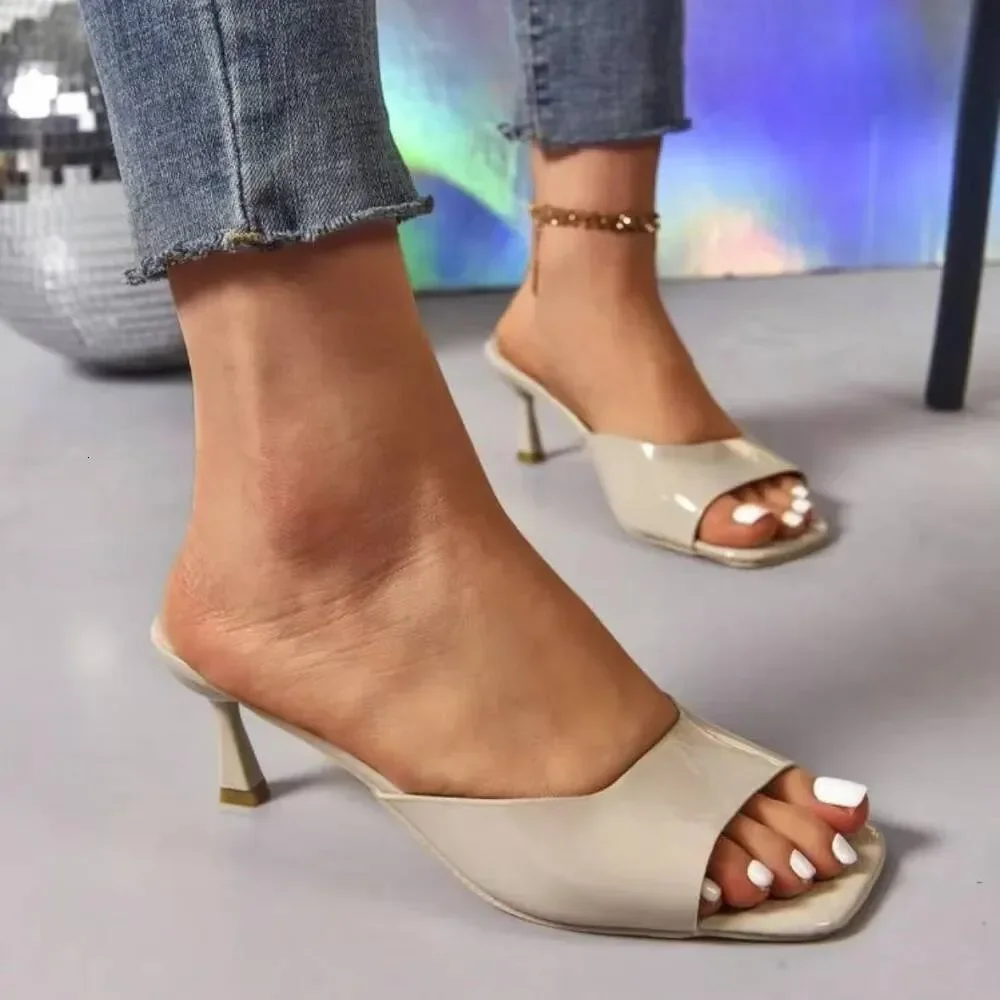 Fashion Fish Mouth Slippers Summer Comfort Dress Shoes Sexy Open Toe Stiletto Sandals Elegant Office Women High Heels