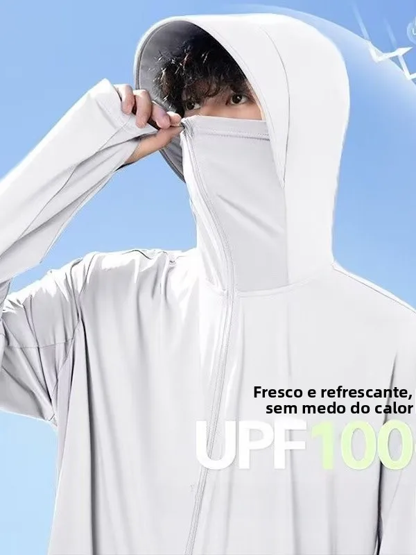 Roupa de Verão Masculina Nova com Zíper, Respirável, Proteção Solar, Proteção UV, À Prova de Vento, Leve, Portátil, Estilo Ca...
