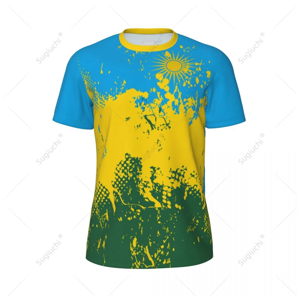 Exclusive design Rwanda Flag Grain 3D Printed Men For Running Bike Soccer Tennis Fitness Sports tshirt Mesh Fans Short T-shirt