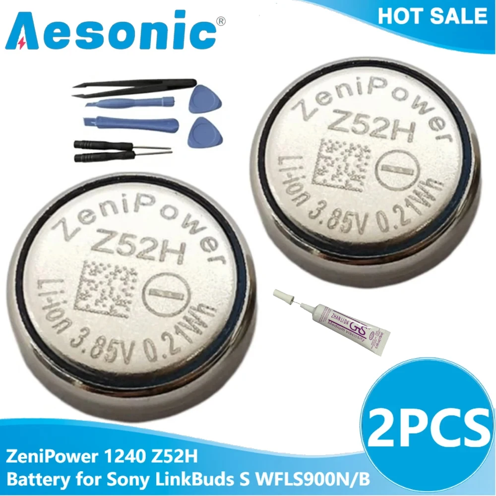 2PCS ZeniPower 1240 Z52H 3.85V 55mAh Battery with Glue for Sony LinkBuds S WFLS900N/B Truly Wireless Earbud Earphones Headphones