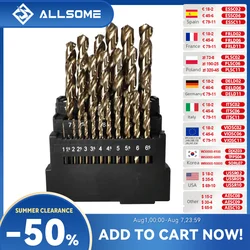 ALLSOME — jeu de forets hélicoïdaux à 3 côtés M42, à teneur élevée en cobalt, 8 %, pour l'acier inoxydable, le bois et le métal