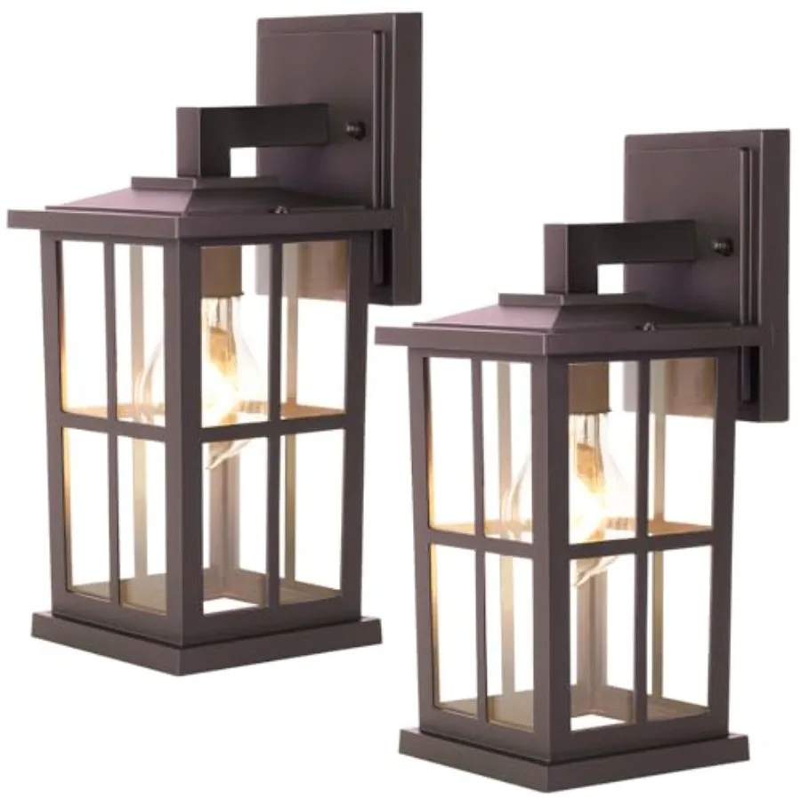 

Комплект из 2 уличных светильников для наружного освещения, водонепроницаемые настенные фонари для крыльца, уличные светильники для дома с прозрачным стеклом