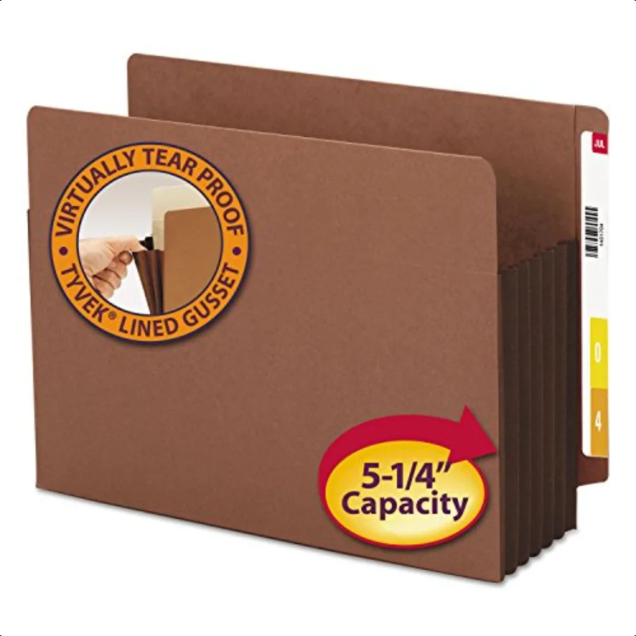 

End Tab Pocket Reinforced Straigut Tab 51 4 Expansion Extra Wide Letter Size Redrope with Dark Brown Gusset 10 per Box 73691