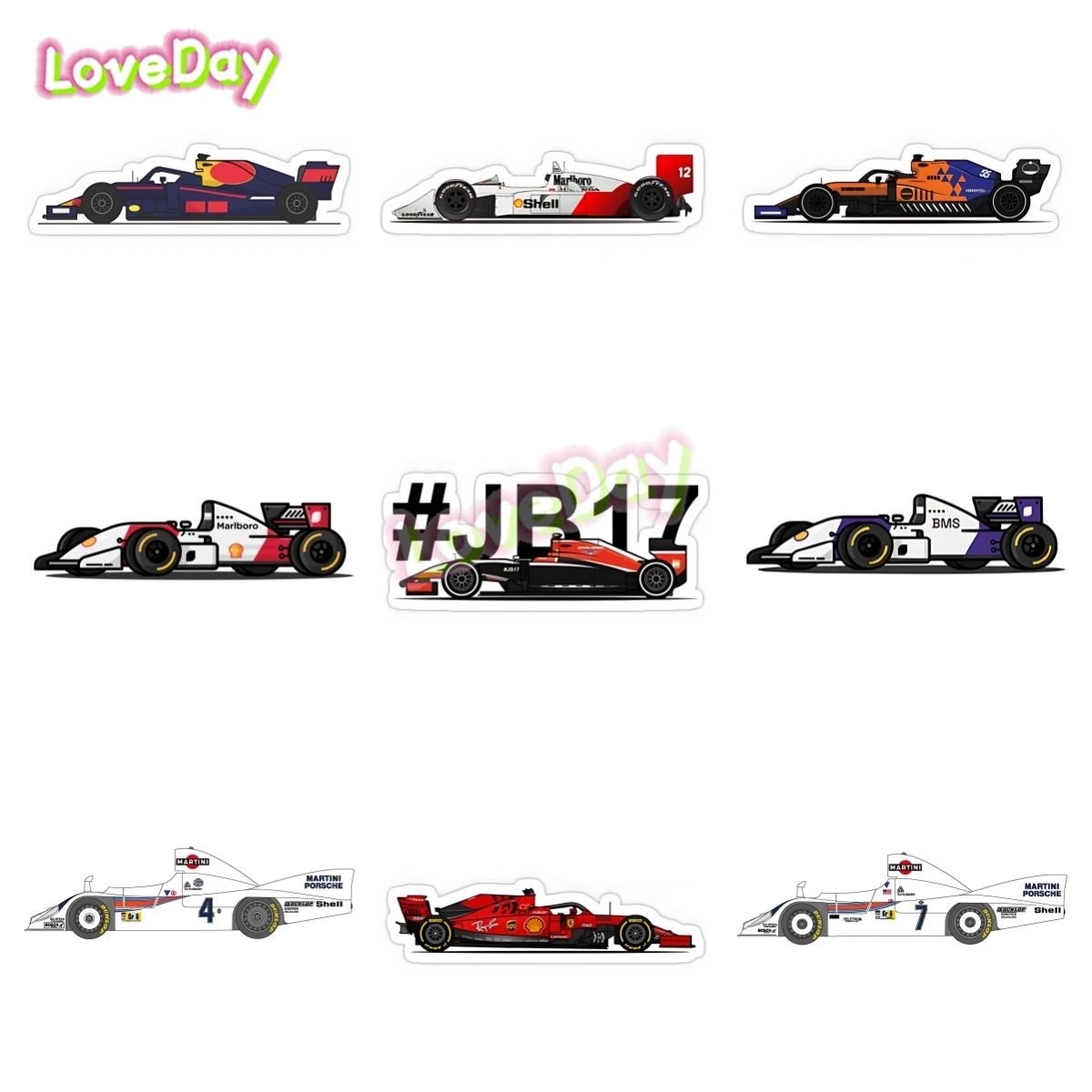 

Formula One Racing Car Sticker Vinyl Cartoon Pixel Racing Decal F1 Graphic Auto Motorcycle Trunk Decoration Sticker Glass Decal