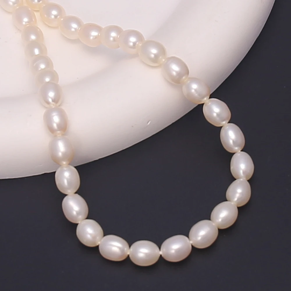 

Esiyni AAA 100% Natural Freshwater Pearl White Rice Beads DIY Necklace Bracelet Earrings Jewelry Making Beads for Holiday Gifts