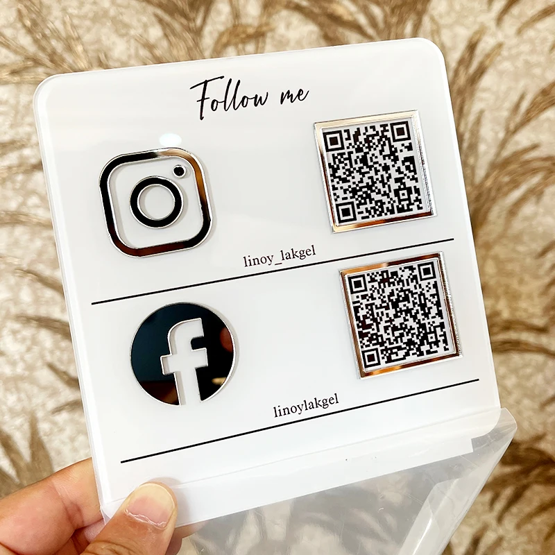 Business Signs Instagram QR Code Scan For Payment Custom Social Media Display Signs Follow me Contact The Plate