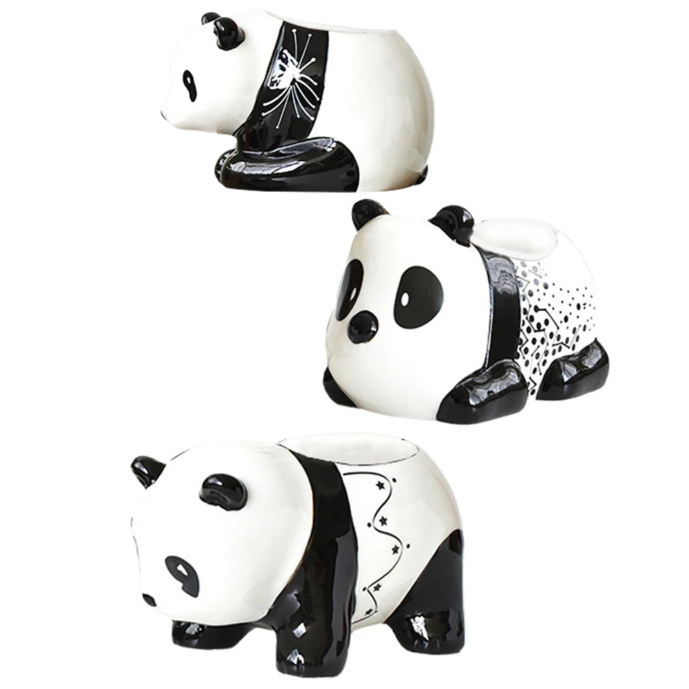 

3Pcs Panda Flower Pots Ceramic Small Succulent Planters Indoor Garden Bonsai Plant Holders Cute Decorative Plant Pots for Home