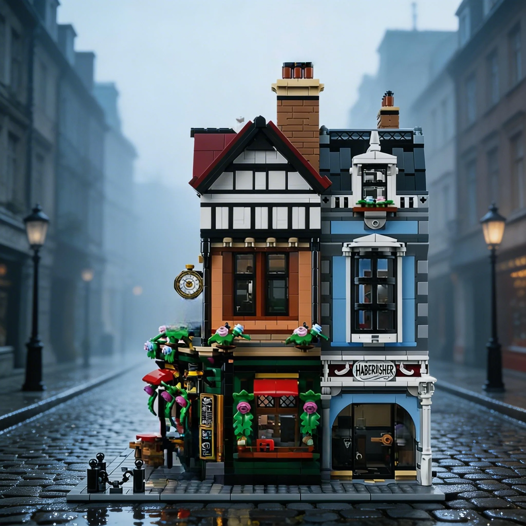 

2026MOC new city street corner Street view Tudor model building block brick set toy Christmas party gift ideas