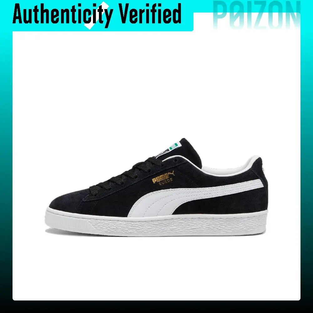 PUMA Suede Classic Split Cow Leather Cushioning Abrasion Resistant Breathable Low top Running Shoes Unisex Black White 399781-01