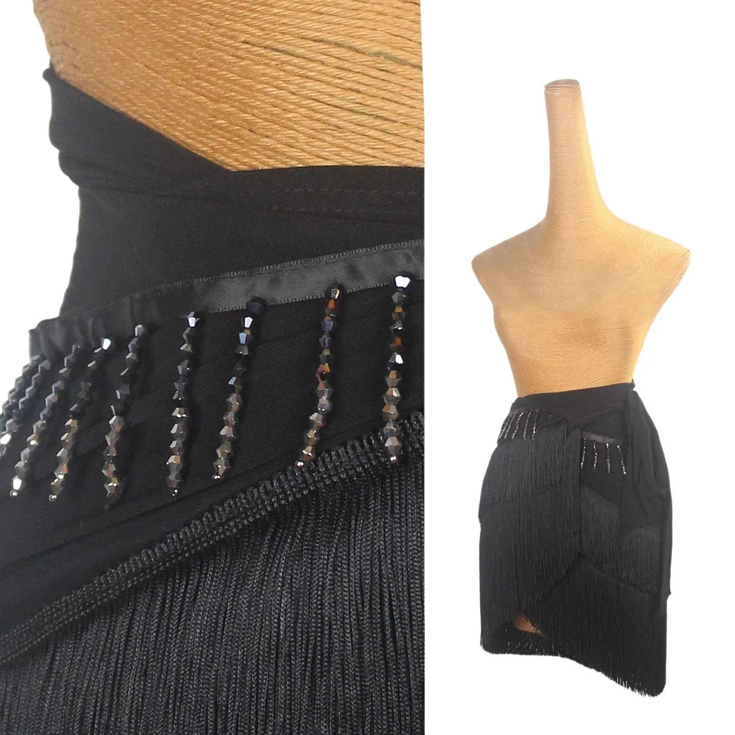

Костюм для латинских танцев 2025, черный шарф с бахромой для женщин, тренировочная одежда, юбка с кисточками для взрослых, женская одежда для танцев Sumba DQL11975