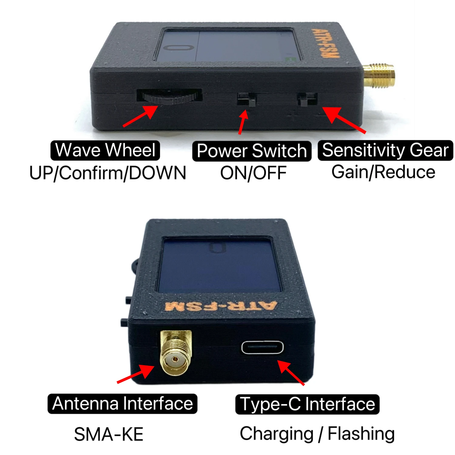 ATR-FSM Handheld Field Strength Meter 0.5MHz-5GHz +50dBm to -70dBm Gain Attenuation Portable EMF Signal Detector