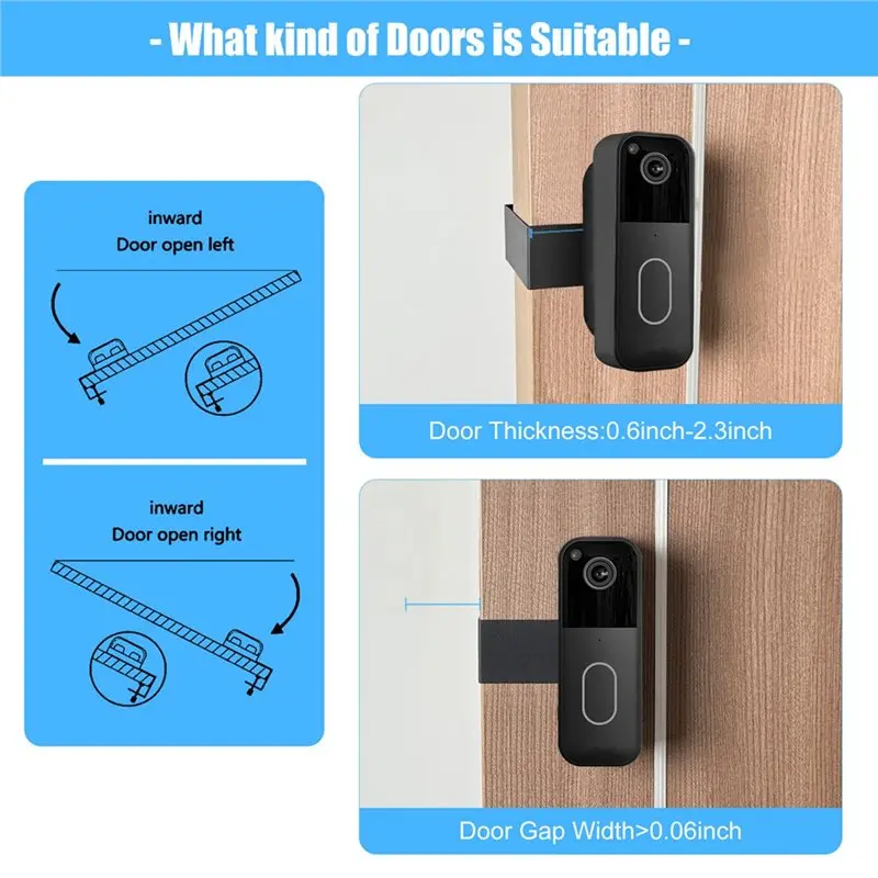 A68P-Doorbell Bracket 45°-135° Adjustable Angle Mount Doorbell Accessories For Blink 2Nd Gen Doorbells Rack W/ Charging Holes