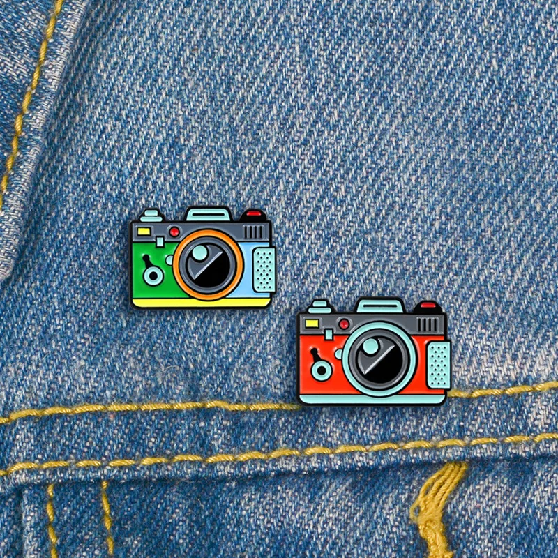 Cartoon Color Camera Enamel Pins Camera Recording Outdoor Landscape Flower Alloy Brooch Badge Sweet Fashion Woman Jewelry Gift