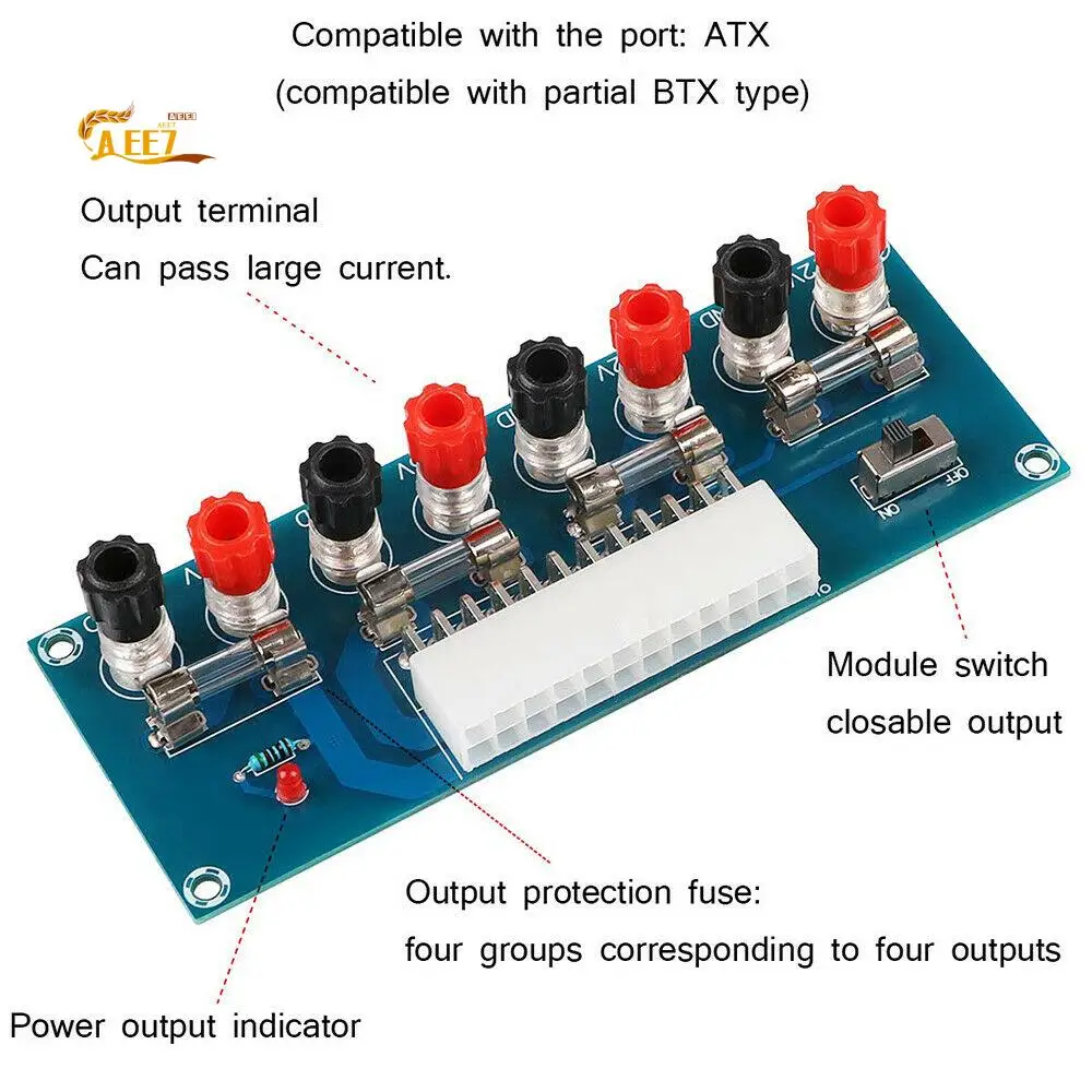 

AEE7-24 Pins Atx Настольная плата Компьютерный ПК Блок питания Модуль адаптера