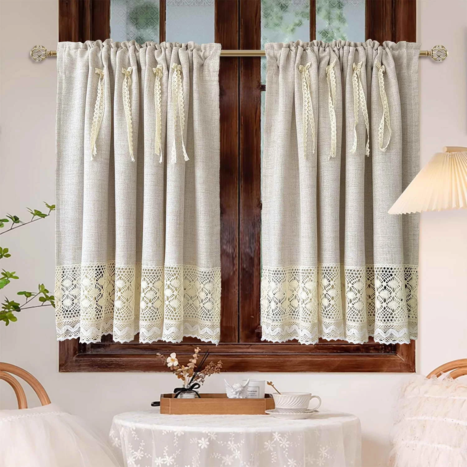 Machine Washable Small Window Curtains for Kitchen，Apartment Kitchen Drapes，Cafe Style Half Curtains，Affordable Linen Curtain