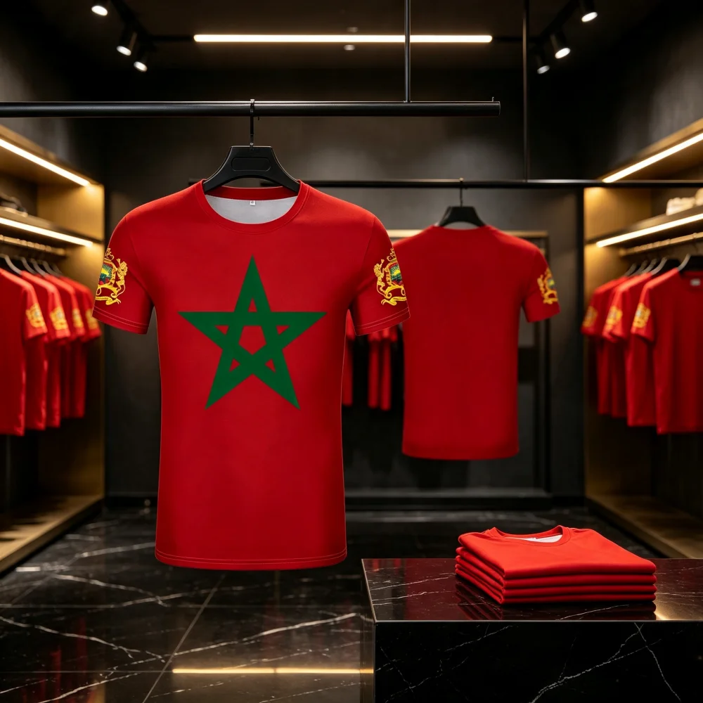 3D Morocco Flag  Men's Fashion Streetwear Comfort Quick-dry Fashion Hot Sale Breathable Family Kids Tees