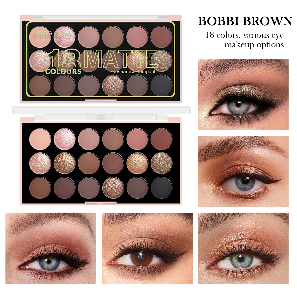 Palette di ombretti neutri da 18 colori - Palette per trucco tono terra opaca e luccicante Kit ombretto impermeabile a lunga durata per tutti i giorni