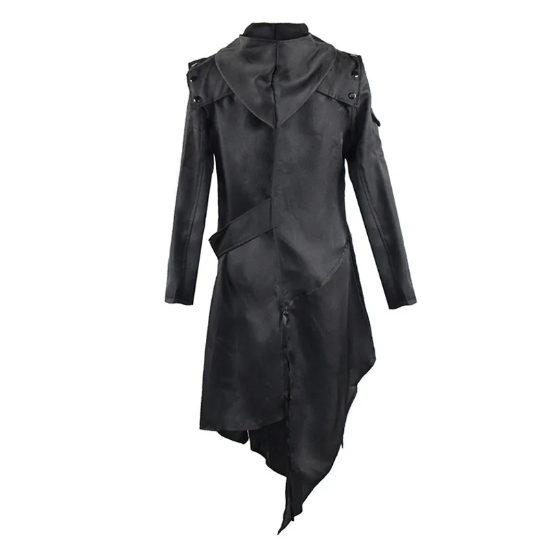 Gothic Sle loween Cosplay Jaet Men's Autumn Winter Coat k Ele Faionable Outerwear for Men's Costume