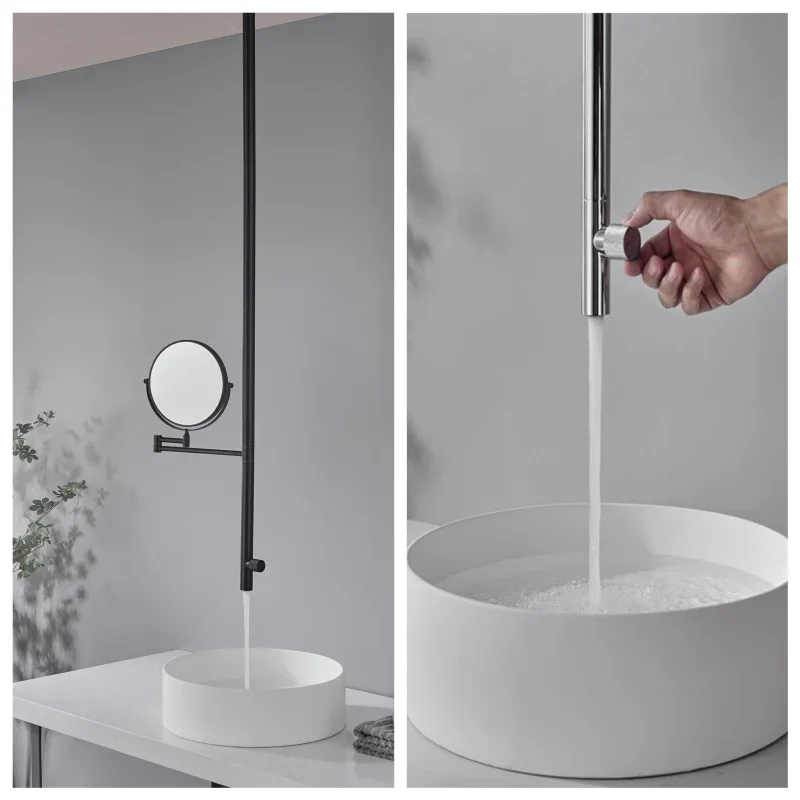 

Смеситель для ванной комнаты с зеркалом, высокий смеситель для раковины с одним отверстием, смеситель для умывальника, кран для горячей и холодной воды, золото, индивидуальный заказ