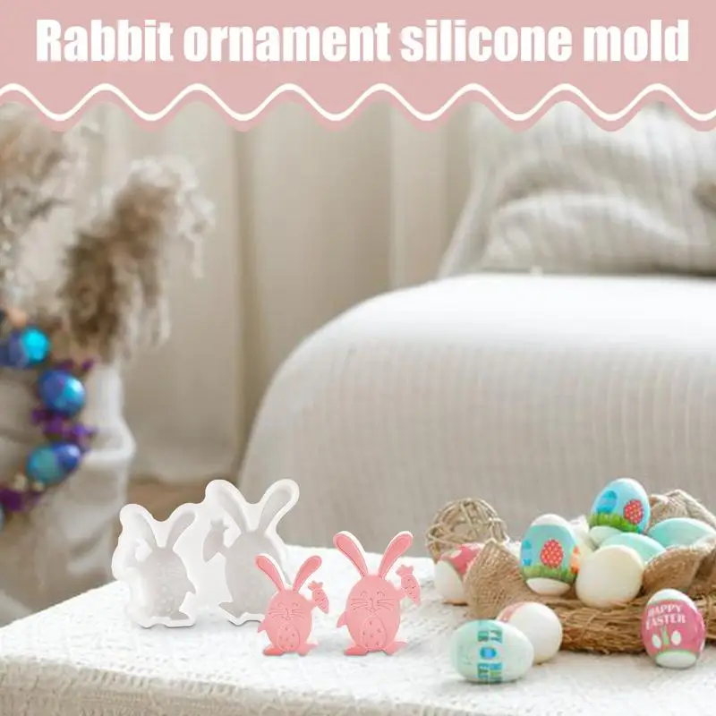 Easter bunny plaster mold easy demoulding soft rabbit silicone mold rabbit carrot silicone mold for holiday decoration