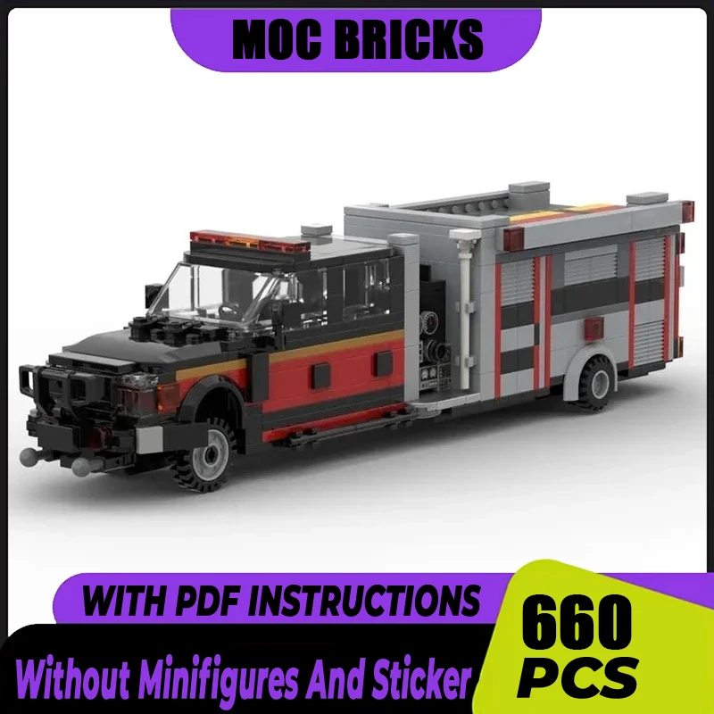Fire Fighting Vehicle Moc Building Blocks F550 Brush Fire Truck Model Technology Brick DIY Assembly Construction Holiday Set Toy