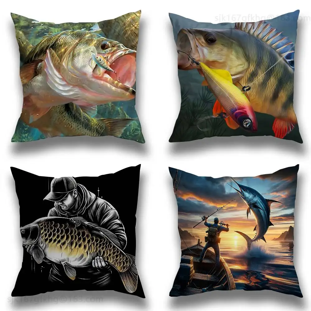

Fishing Master Pillow Case Anti-dustmite Pillowcase Invisible zipper silky short plush Sofa cushion cover