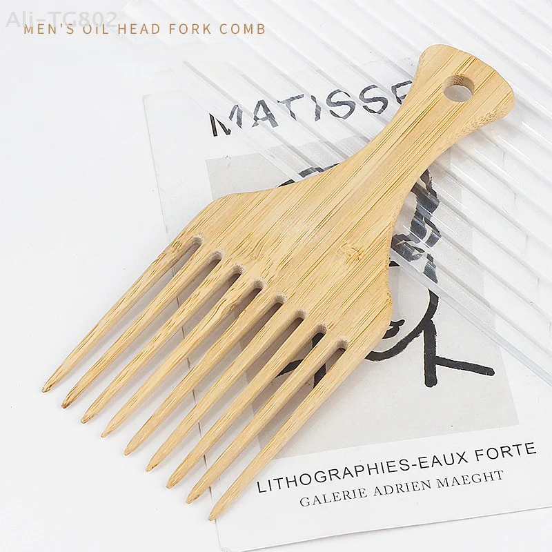 

1 шт. натуральная бамбуковая деревянная расческа для волос для женщин, антистатическая, с широкими зубьями, афро-расческа, деревянная расческа с круглой ручкой