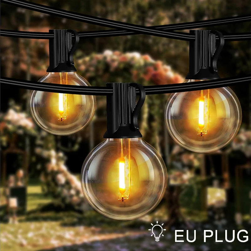 Globe Outdoor String Lights LED EU Plug 220V G40 Patio String Lights Dimmable Shatterproof Hanging Lights Patio Lights