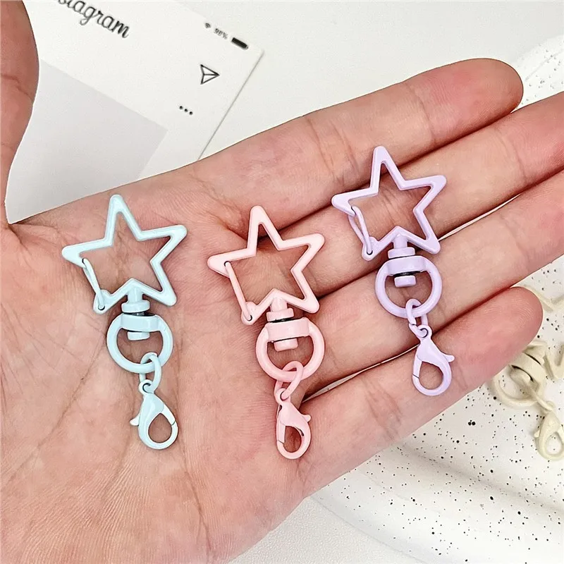 14pcs Colorful Fashion Mini Star Shaped Snap Keychain Claw Clasp With Hanging Buckle Jump Ring For DIY Crafts Ornaments Accessor
