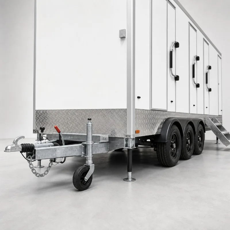 Customized CE Approved 8.5m 7+3 Layout Mobile Restroom Trailer High Capacity Portable Toilet For B2B Rental Markets