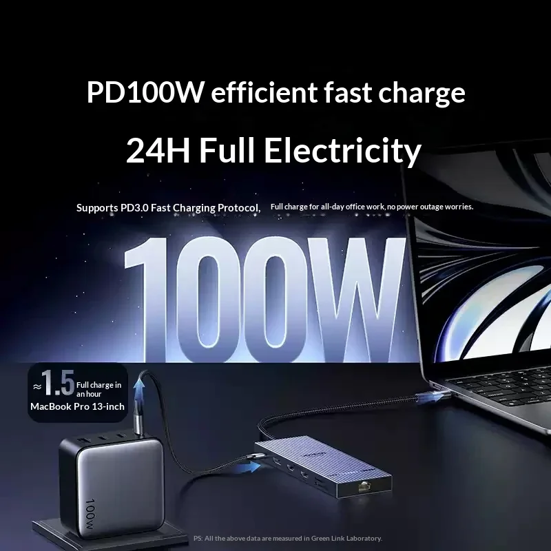 UGREEN 55767 Expansion Dock Laptop Docking Stations Type‑C 3.2, Dual Hdmi/Dp, Three‑Screen Different‑Display, 8K PD 100W