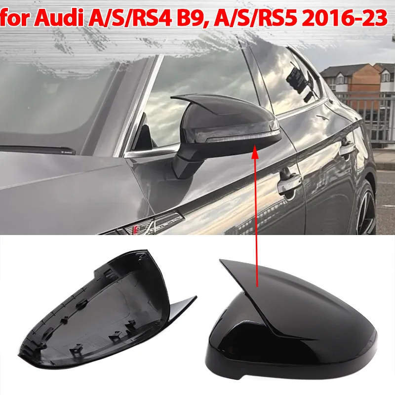 

2x Carbon Fiber Rearview Mirror Cap Wing Side Mirror Cover Fit For Audi A4 S4 RS4 B9 A5 S5 RS5 Sline 2016-2023 Allroad Quattro