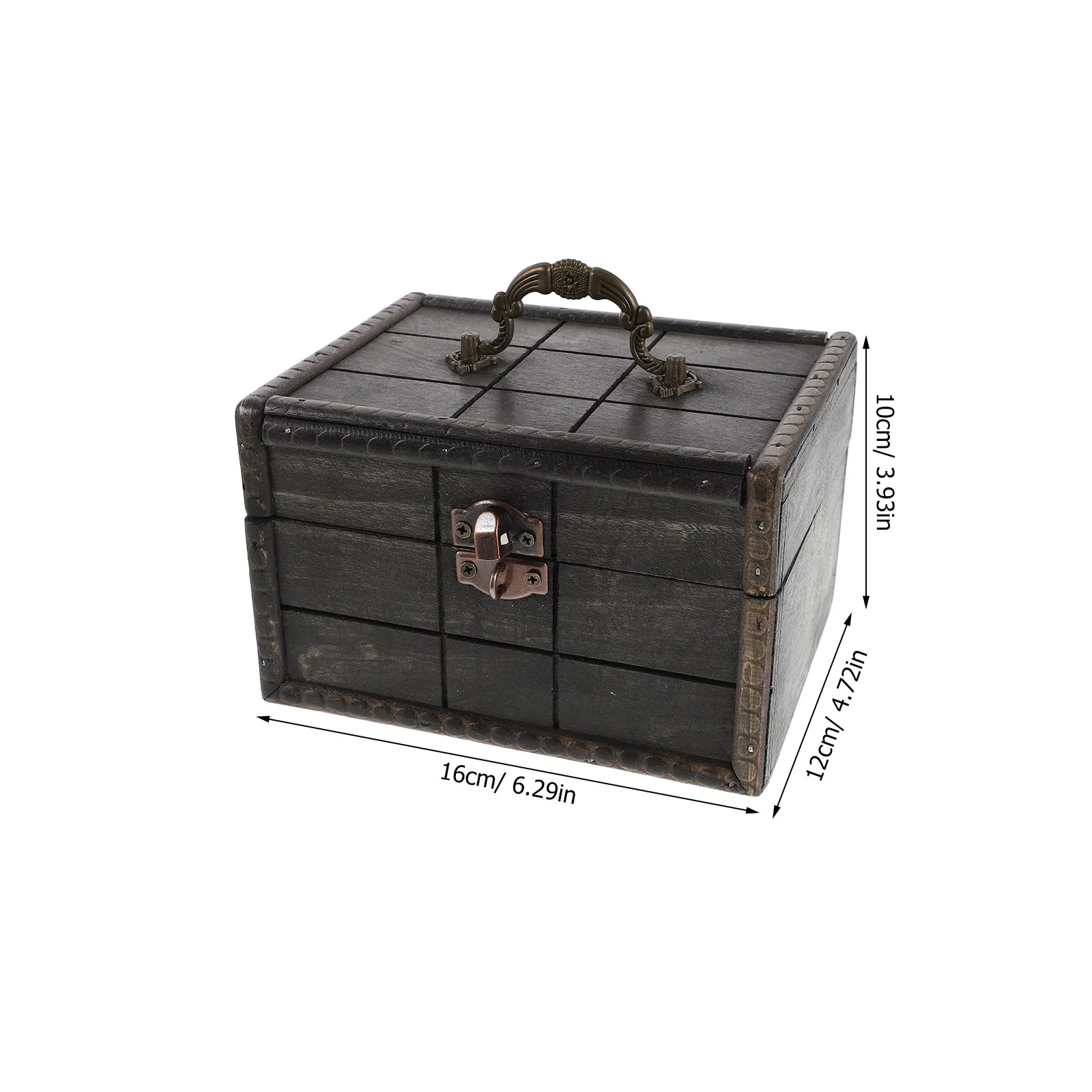 Vintage Wooden Chest Box Retro Jewelry Organizer 6.29x4.72x3.93 Keepake Treasure Chest Lockable Storage Case for Rings Earrings