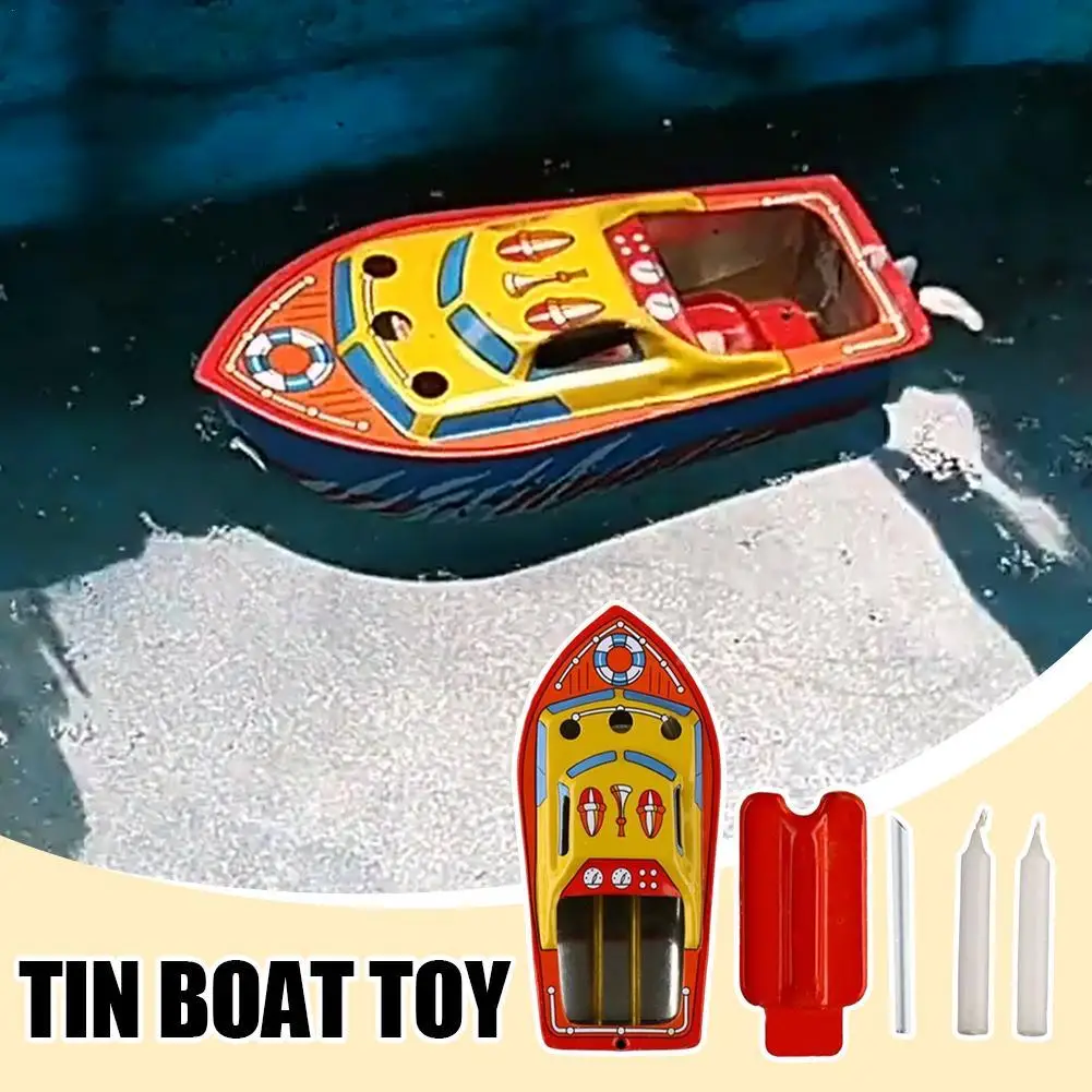 Tin Candle Boat Steamboat Iron Boat Toy Educational Candle Power Boat Student Physics Learning Science Gadgets 13cm