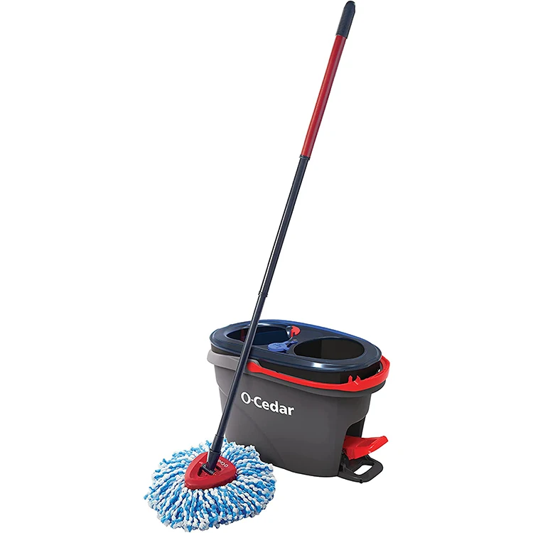 Round Handfree 360 Rotate Spin Flat Mop Bucket With Dirty Water Separated In Magic Wet And Dry Floor Cleaning