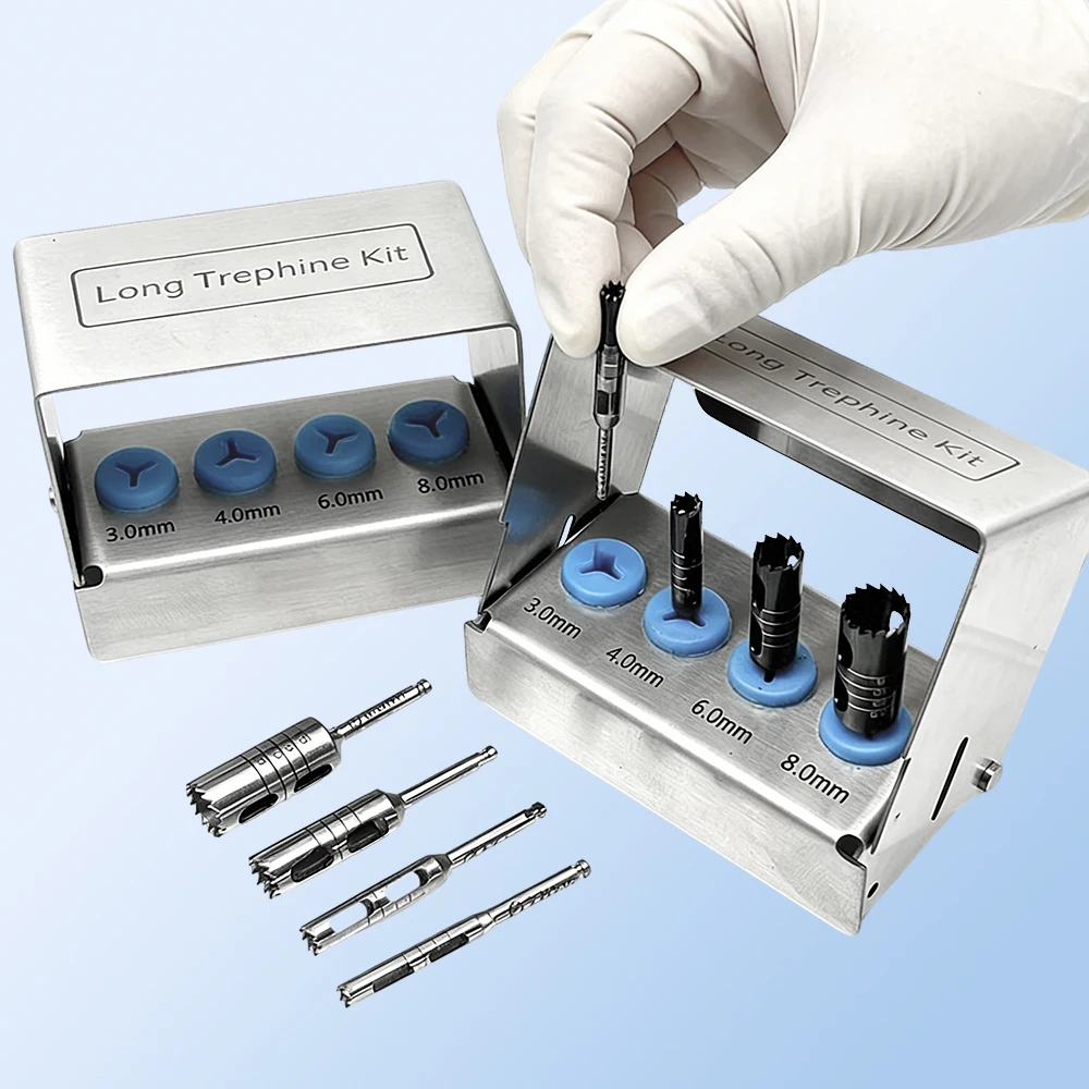 Dental Trephine Bur Set for Implant Surgery – Bone Harvesting Long Drill Compatible with Low-Speed Handpiece