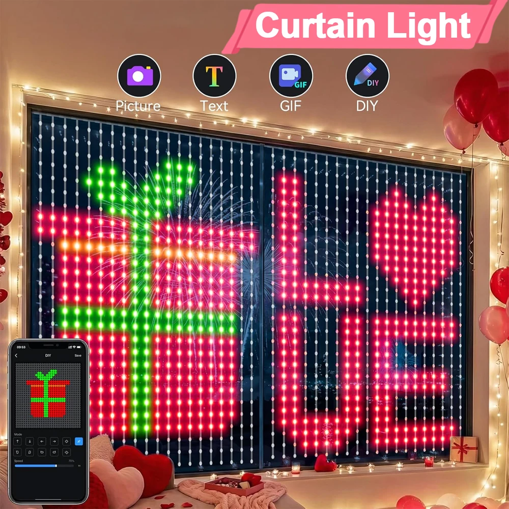 Fairy Light Curtain - Lampu Tirai LED Pintar RGBIC 400,