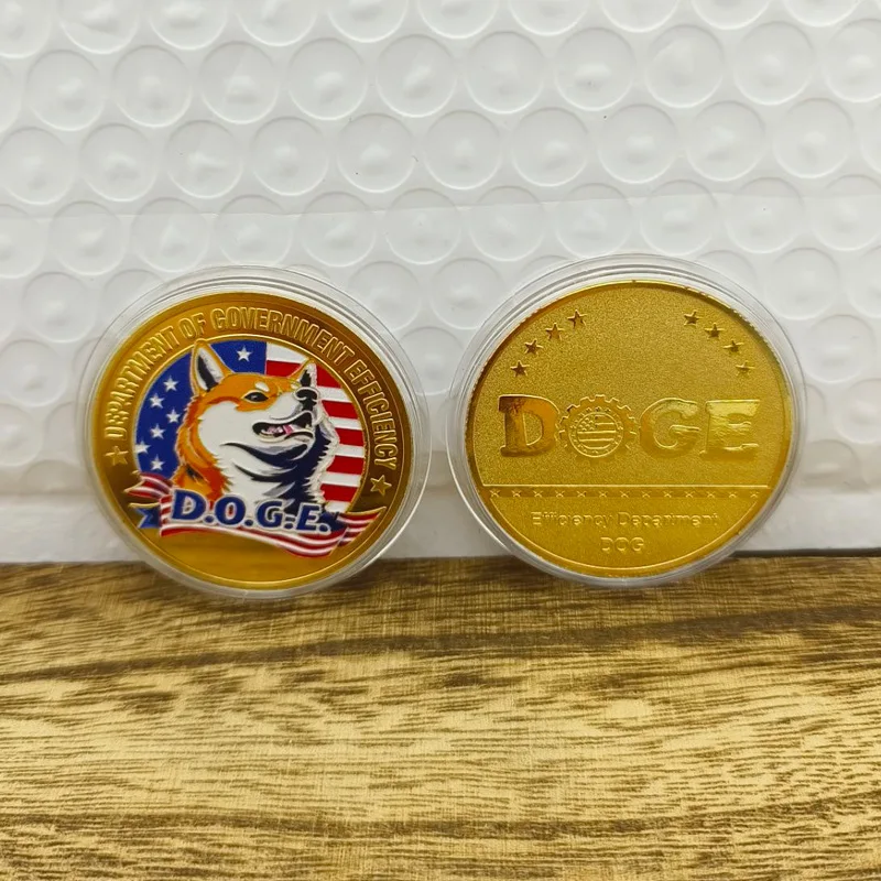 Coin Decoration Colorful Dogecoin Gold Plated Metal Crafts Foreign Coins DOGE Dogecoin Gifts Kids Event Collectable souvenirs
