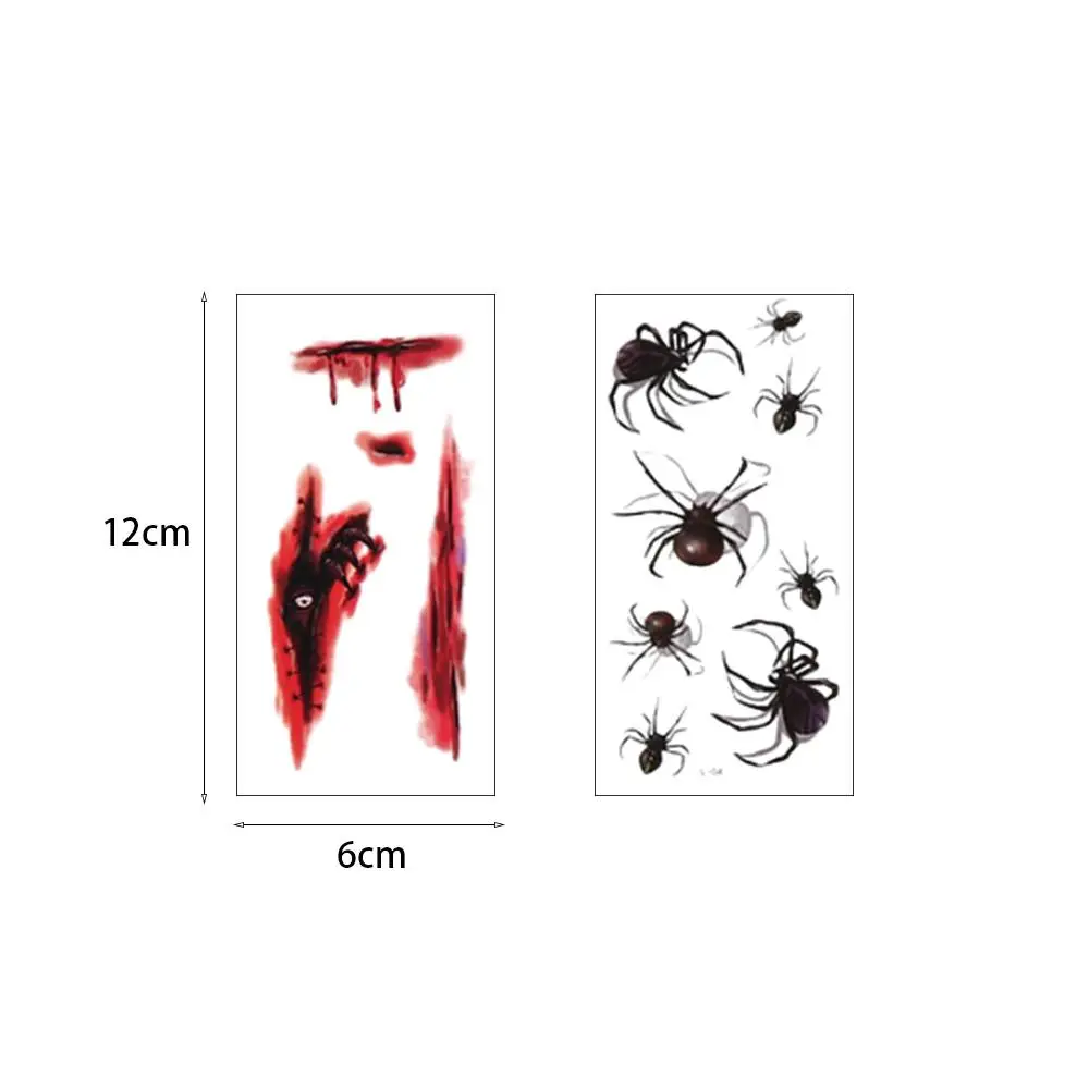 DIY Scar Spider Design Halloween Waterproof Face Patch Body Art Stickers Tattoo Stickers Temporary Tattoos