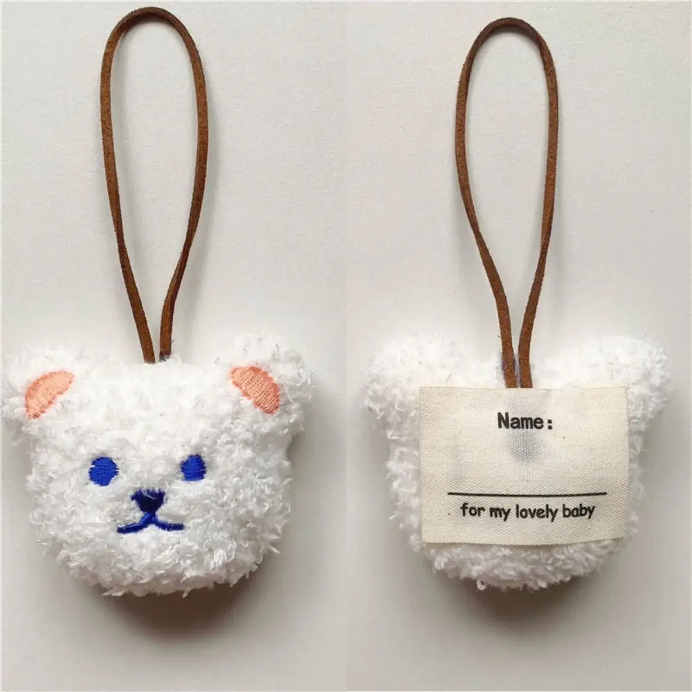 Cute Plush Bear Pendant Cartoon with Name Sticker Bag Pendant Hanging Ornament Stuffed Dolls Backpack Key Chain Bag Decoration