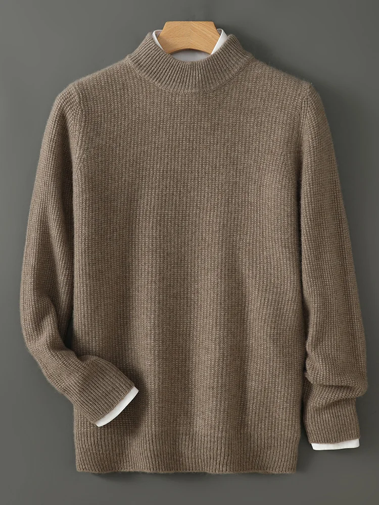 

New authentic cashmere sweater 100% half-high-necked three-strand thick warm winter men's sweater