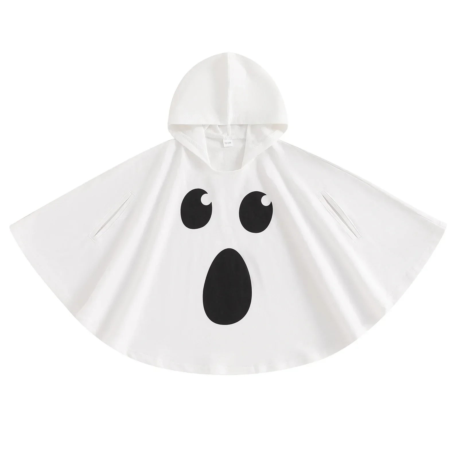 Halloween Kid Unisex Costume Ghost Print Hood Cape Cosplay Cloak for Baby Fancy Dress Performance Halloween Outfit