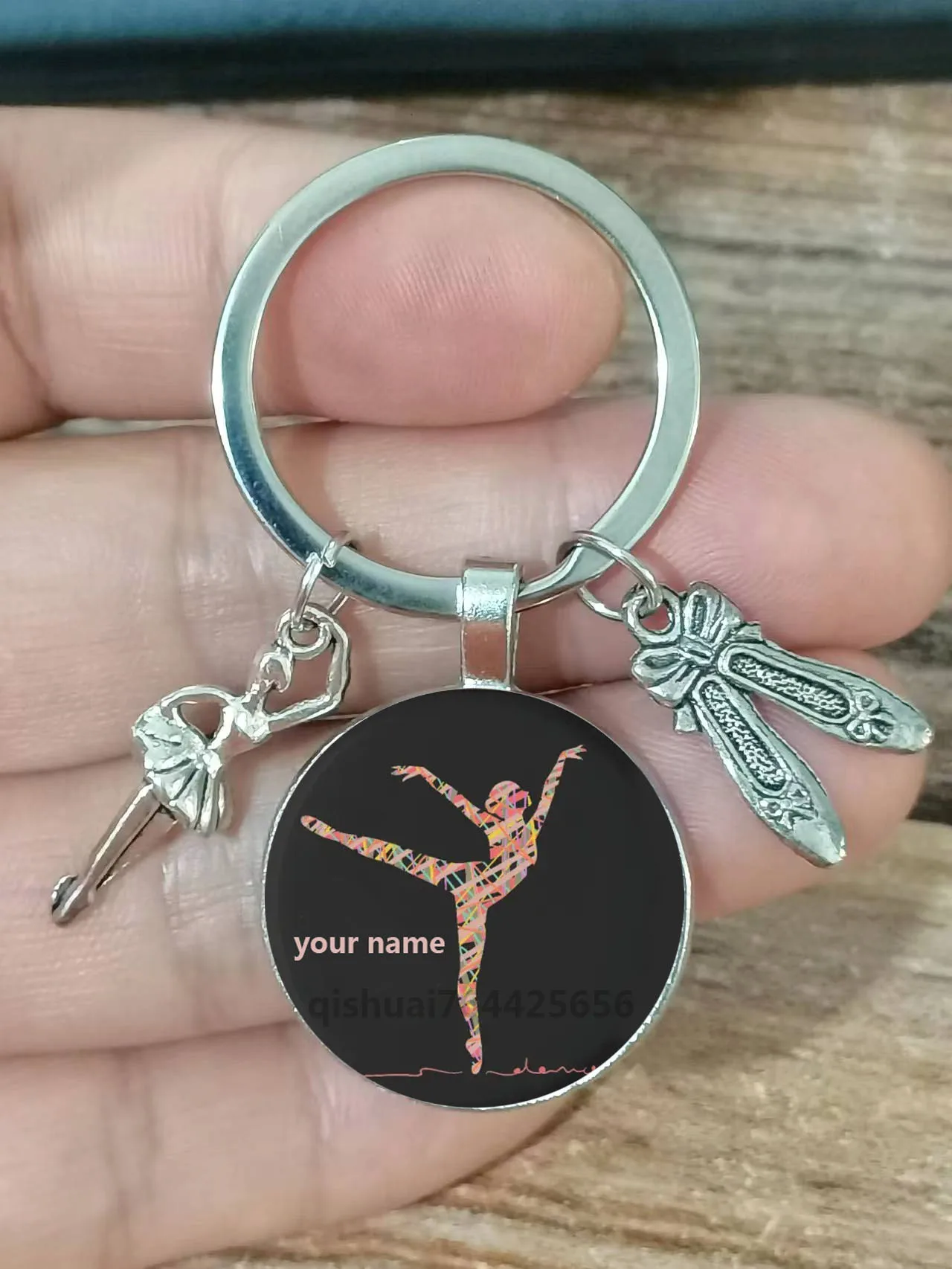 Ballerina Diy Custom Name Keychain Ballet Girl Dance Shoes Keyring Private Customization